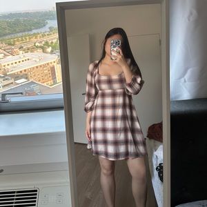 Long sleeve checkered dress